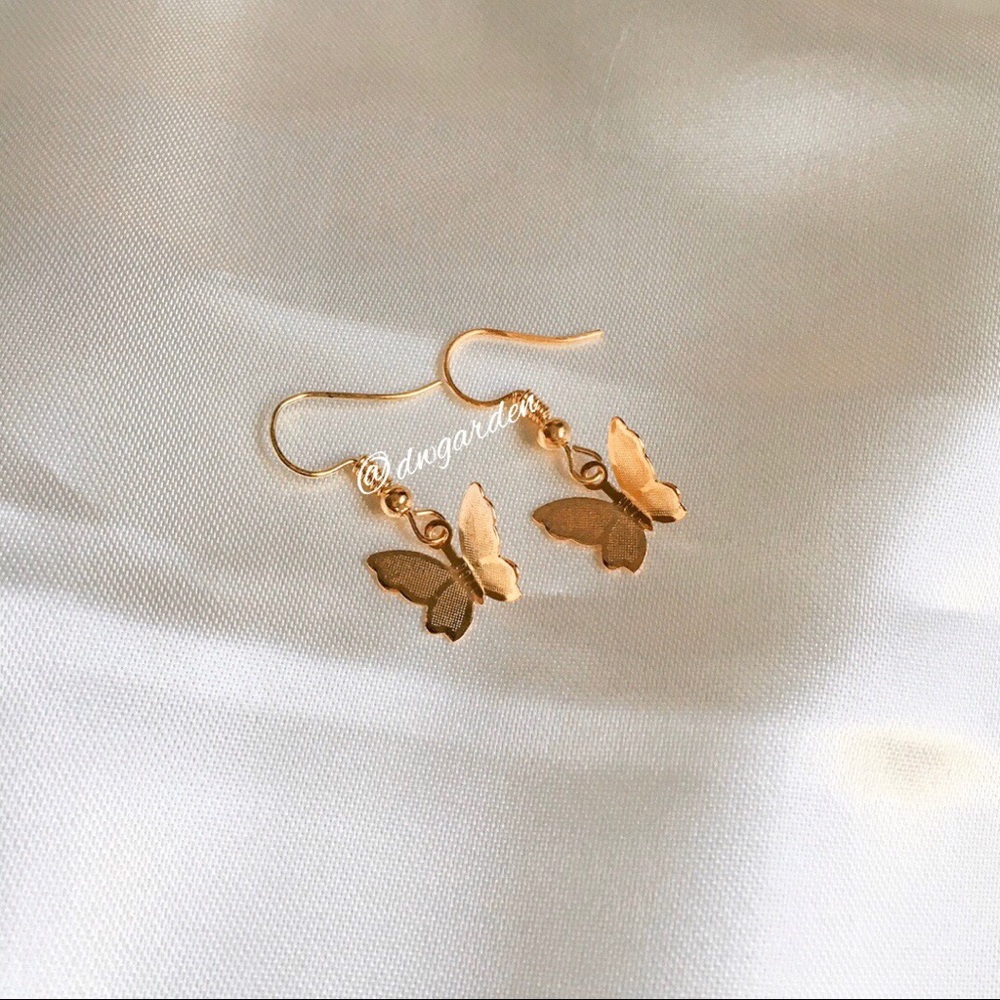 Gold Butterfly Fishhook Earrings